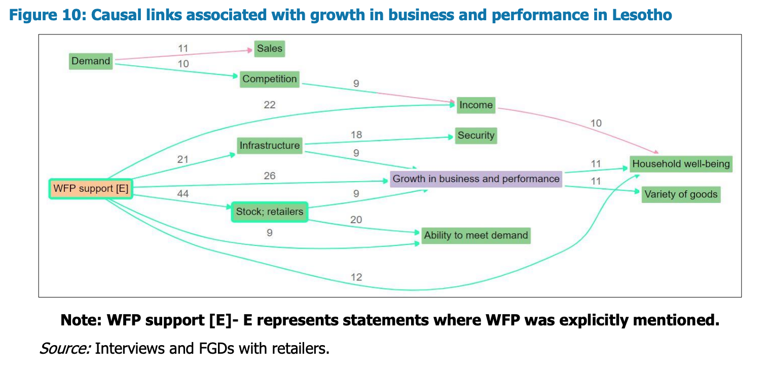 Causal map on links associated with growth in business and performance in Lesotho from the report