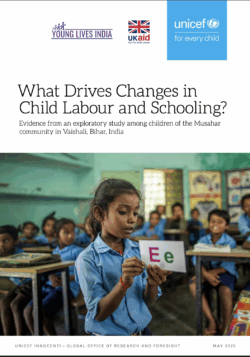Unicef report with child stood in front of class on the cover